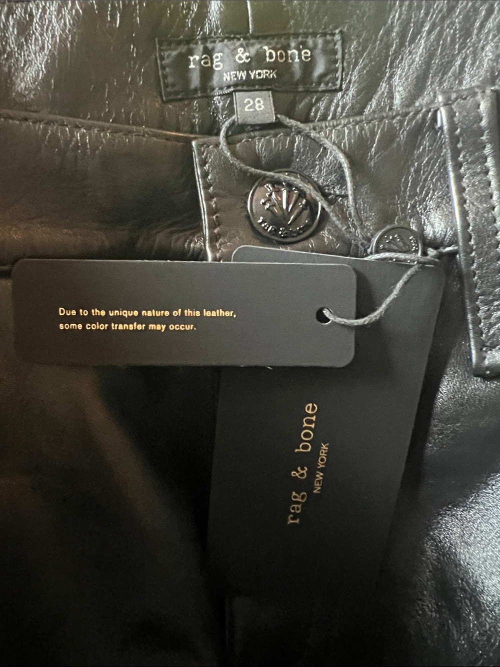rag & bone Women’s Cam Relax Fit Black Leather NEW WITH TAGS SIZE: 28 - Picture 10 of 13